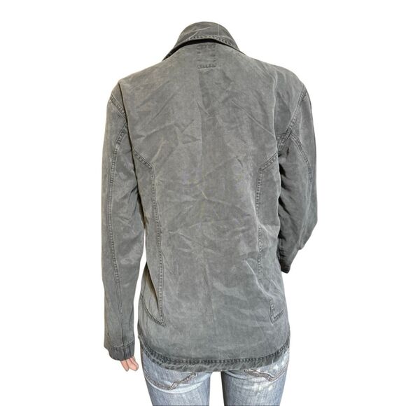 Women's shirt tencel button-down gray casual shirt jacket M - Picture 3 of 7